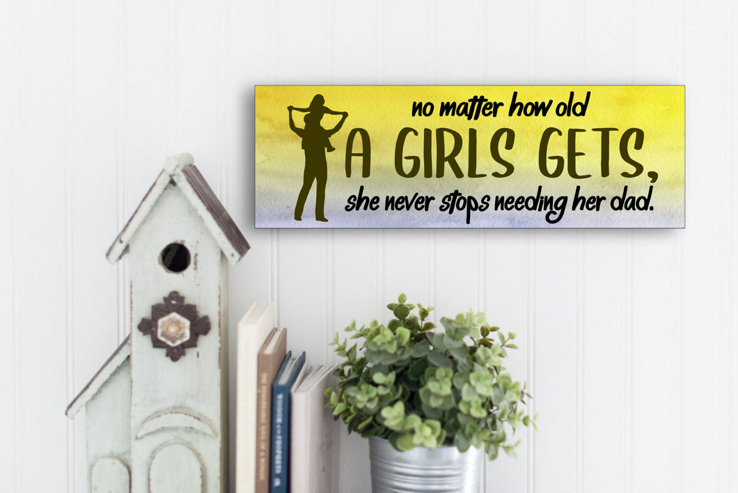 A Girl Never Stops Needing Her Dad Father's Day Sign