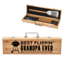 Load image into Gallery viewer, Best Flippin&#39; Grandpa Ever Father&#39;s Day Bamboo BBQ Set
