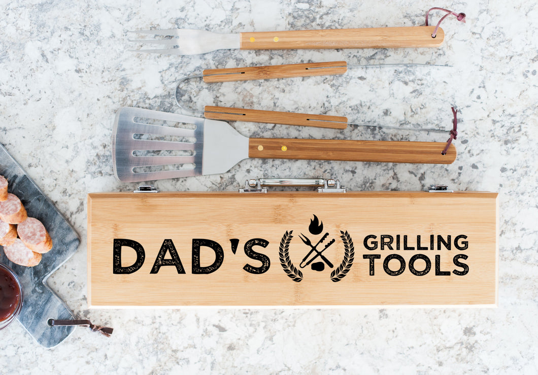 Dad's Grilling Tools Father's Day Bamboo BBQ Set