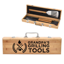 Load image into Gallery viewer, Grandpa&#39;s Grilling Tools Father&#39;s Day Bamboo BBQ Set
