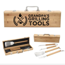 Load image into Gallery viewer, Grandpa&#39;s Grilling Tools Father&#39;s Day Bamboo BBQ Set
