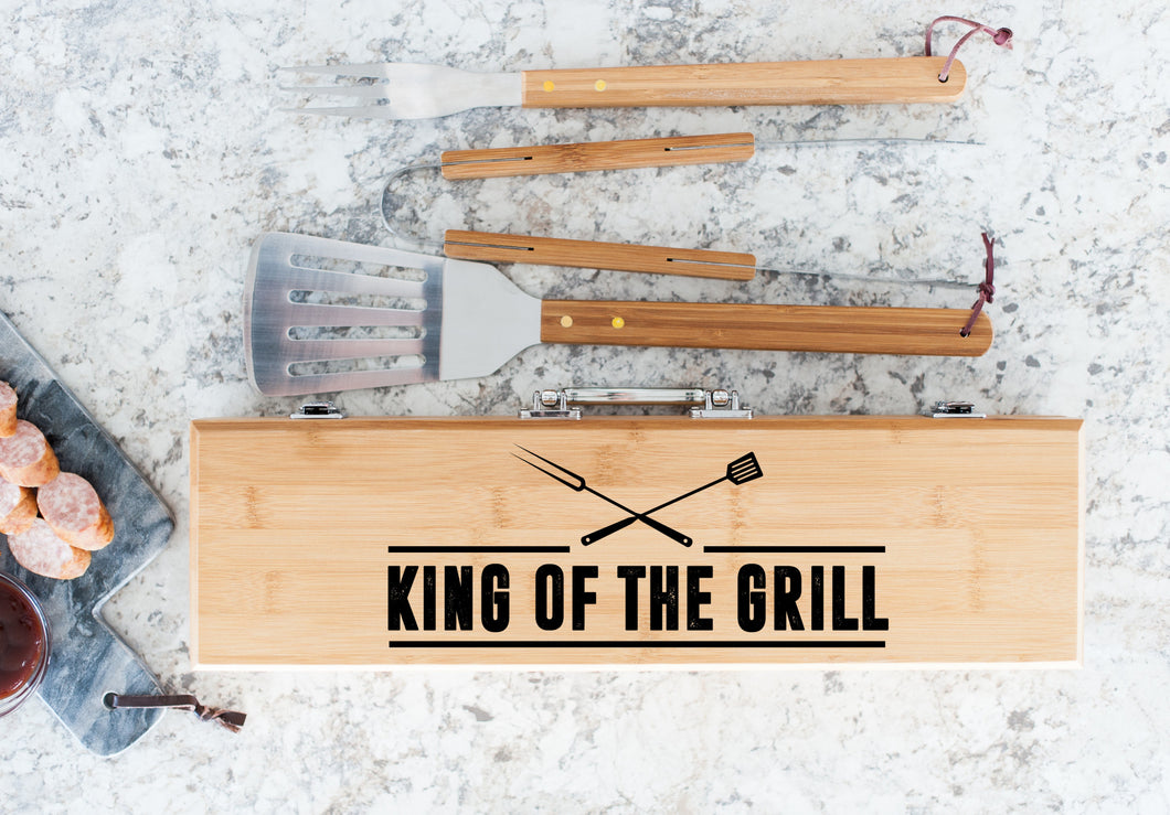 King Of The Grill Father's Day Bamboo BBQ Set