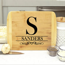 Load image into Gallery viewer, Personalized Initial &amp; Name Bamboo Cutting Board
