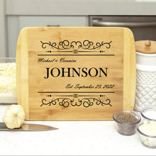 Load image into Gallery viewer, Personalized Wedding Date Bamboo Two Tone Cutting Board
