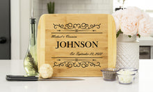 Load image into Gallery viewer, Personalized Wedding Date Bamboo Two Tone Cutting Board
