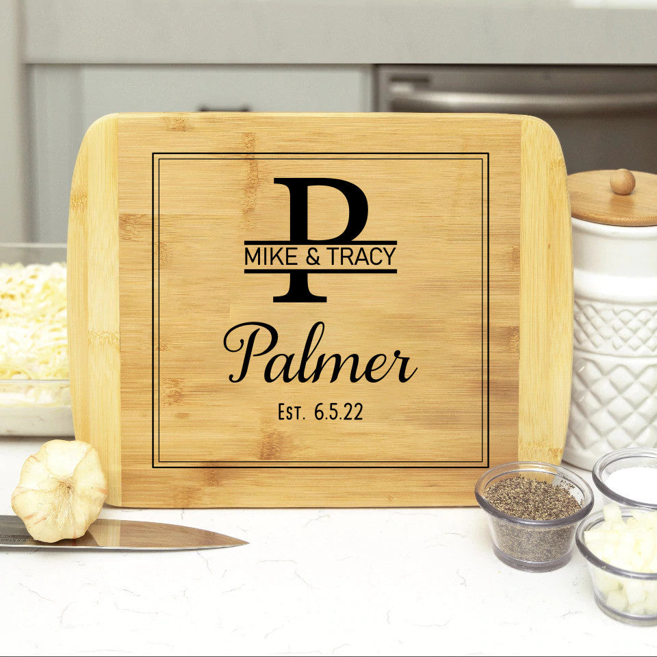 Personalized Wedding Name & Date Bamboo Cutting Board