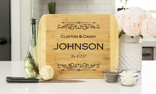 Load image into Gallery viewer, Personalized Wedding Gift Bamboo Cutting Board
