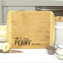 Load image into Gallery viewer, Wedding Couple Name Engraved Bamboo Cutting Board
