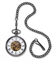 Load image into Gallery viewer, Personalized Engraved Gunmetal Gears Pocket Watch
