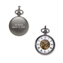 Load image into Gallery viewer, Name &amp; Date Personalized Engraved Gears Pocket Watch
