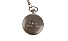 Load image into Gallery viewer, Name &amp; Date Personalized Engraved Gears Pocket Watch
